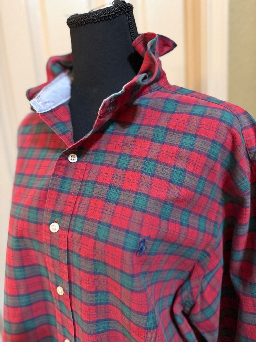 Ralph Lauren Red and Green Plaid Button-Down Shirt - Picture 2 of 10